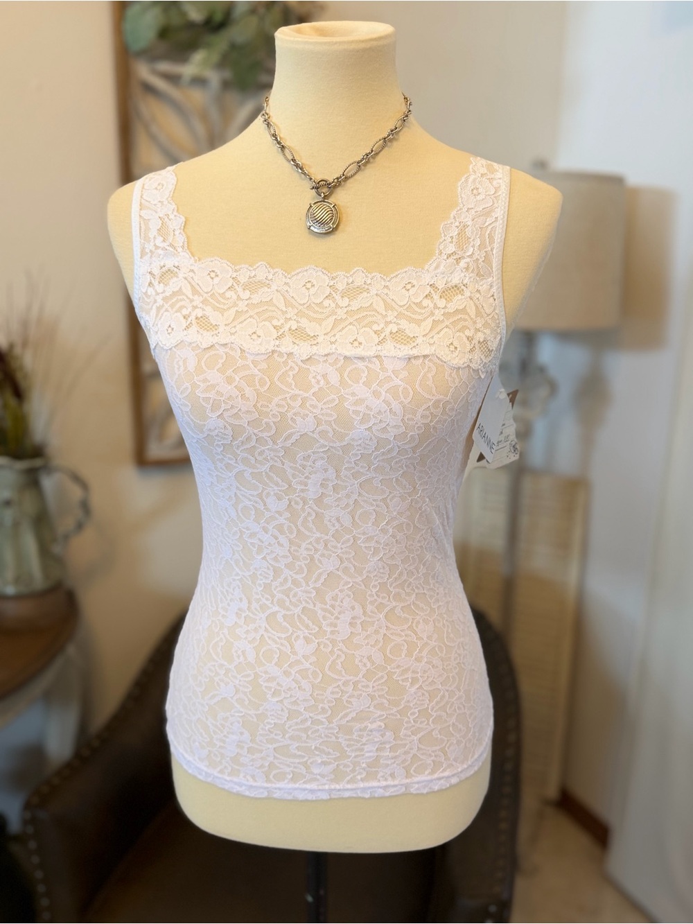 Arianne White Lace Camisole Tank
